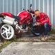 Moto boty W-TEC SmokinJoe - béžová s červeným pruhem