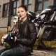 Dámska kožená moto bunda W-TEC Black Heart Lizza - vintage hnedá