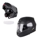 Flip-Up Motorcycle Helmet W-TEC Vexamo V270 PP - Black-Green - Matte Black