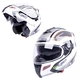 Flip-Up Motorcycle Helmet W-TEC NK-839 - XXL (63-64) - S-Cape White Red