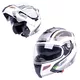 Flip-Up Motorcycle Helmet W-TEC NK-839 - S-Cape White Olive - S-Cape White Red