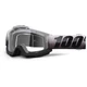Motocross Goggles 100% Accuri - Invaders White/Black, Clear Plexi with Pins for Tear-Off Foils