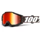 Motokrosové brýle 100% Accuri - Krick černá, červené chrom plexi + čiré plexi s čepy pro slídy