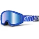Motocross Goggles 100% Strata - Goliath Black, Silver Chrome Plexi with Pins for Tear-Off Foils - Lagoon Blue, Blue Chrome Plexi with Pins for Tear-Off Foils