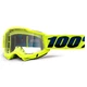 Motocross Goggles 100% Accuri 2 - Red, Clear Plexi - Yellow, Clear Plexi