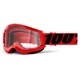 Motocross Goggles 100% Strata 2 - Everest White-Black, Clear Plexi - Red, Clear Plexi