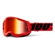 Motocross Goggles 100% Strata 2 Mirror - Summit Turquoise-Red, Mirror Silver Plexi - Red, Mirror Red Plexi