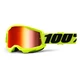 Motocross Goggles 100% Strata 2 Mirror - Summit Turquoise-Red, Mirror Silver Plexi - Yellow, Mirror Red Plexi