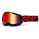 Motocross Goggles 100% Strata 2 Mirror - Everest White-Black, Mirror Blue Plexi - Masego Dark Blue-Red, Mirror Red Plexi