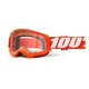 Children’s Motocross Goggles 100% Strata 2 Youth - Black, Clear Plexi - Orange, Clear Plexi