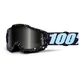 Motocross Brille 100% Accuri - R-Core schwarz, blaues Chrom + klares Plexiglas mit Bolzen für A - Milkyway schwarz/weiß, Silberchrom + klares Plexiglas mit Bolzen