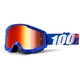 Motocross Goggles 100% Strata - Hope Blue, Blue Chrome Plexi with Pins for Tear-Off Foils - Nation Blue, Red Chrome Plexi with Pins for Tear-Off Foils