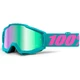Motokrosové brýle 100% Accuri - Passion zelená, modré chrom + čiré plexi s čepy pro slídy