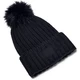 Dámska pletená čiapka Under Armour Snowcrest Pom Beanie - BLACK / BLACK / BLACK