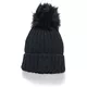 Dámska pletená čiapka Under Armour Snowcrest Pom Beanie - Light Cream Heather /  / Cannon - BLACK / BLACK / BLACK