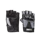 Leather Fingerless Moto Gloves W-TEC Reubal NF-4190 - Black-Red - Black-Grey