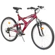 Celoodpružený juniorský bicykel DHS Climber 2642 - čierno-oranžová - čierno-červená