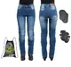 Damskie jeansowe spodnie motocyklowe W-TEC Lustipa - OUTLET - Niebieski