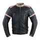 W-TEC Hellsto Herren Lederjacke - schwarz mit beigem und orangefarbenem Streifen - schwarz mit beigem und orangefarbenem Streifen