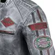 Men’s Leather Motorcycle Jacket W-TEC Sheawen Waxed Grey - Grey