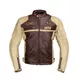 W-TEC Retro Herren-Motorradjacke aus Leder - schwarz-braun-beige