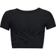 Dámsky crop top Under Armour Lightweight Lux Crop Tee - S - BLACK / METALLIC IRON