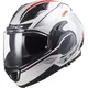 Flip-Up Motorcycle Helmet LS2 FF900 Valiant II Hub P/J - Gloss White Silver