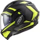 Flip-Up Motorcycle Helmet LS2 FF900 Valiant II Revo P/J - Matt Black H-V Yellow