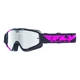 Children's Motocross Goggles Fly Racing RS Zone Youth - Black/Red, Clear Plexi with Pins for Tear-Off Foils - Black/Pink,Mirror Plexi with Pins for Tear-Off Foils