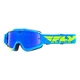 Motocross Goggles Fly Racing RS Zone - Blue/Yellow Fluo, Mirror/Blue Plexi with Pins for Tear-Off Foils - Blue/Yellow Fluo, Mirror/Blue Plexi with Pins for Tear-Off Foils