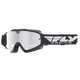 Children's Motocross Goggles Fly Racing RS Zone Youth - Black/White, Mirror Plexi with Pins for Tear-Off Foils