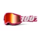 Dětské motokrosové brýle 100% Strata 2 Youth Mirror - žlutá, zrcadlové červené plexi - Fletcher růžová, zrcadlové červené plexi
