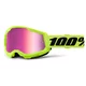Juniorské motokrosové brýle 100% Strata 2 Junior Mirror - Neon Yellow, růžové plexi