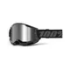 Motocross Goggles 100% Strata 2 New Mirror - Black, Silver Plexi - Black, Silver Plexi