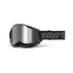 Motocross Goggles 100% Strata 2 New Mirror - Black, Silver Plexi - Black, Silver Plexi